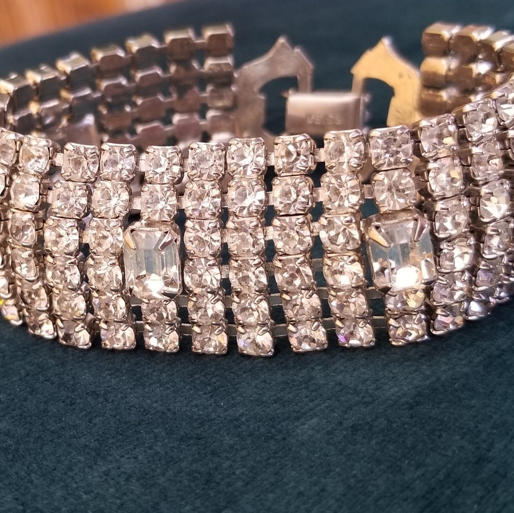 Vintage weiss 6 row rhinestones
